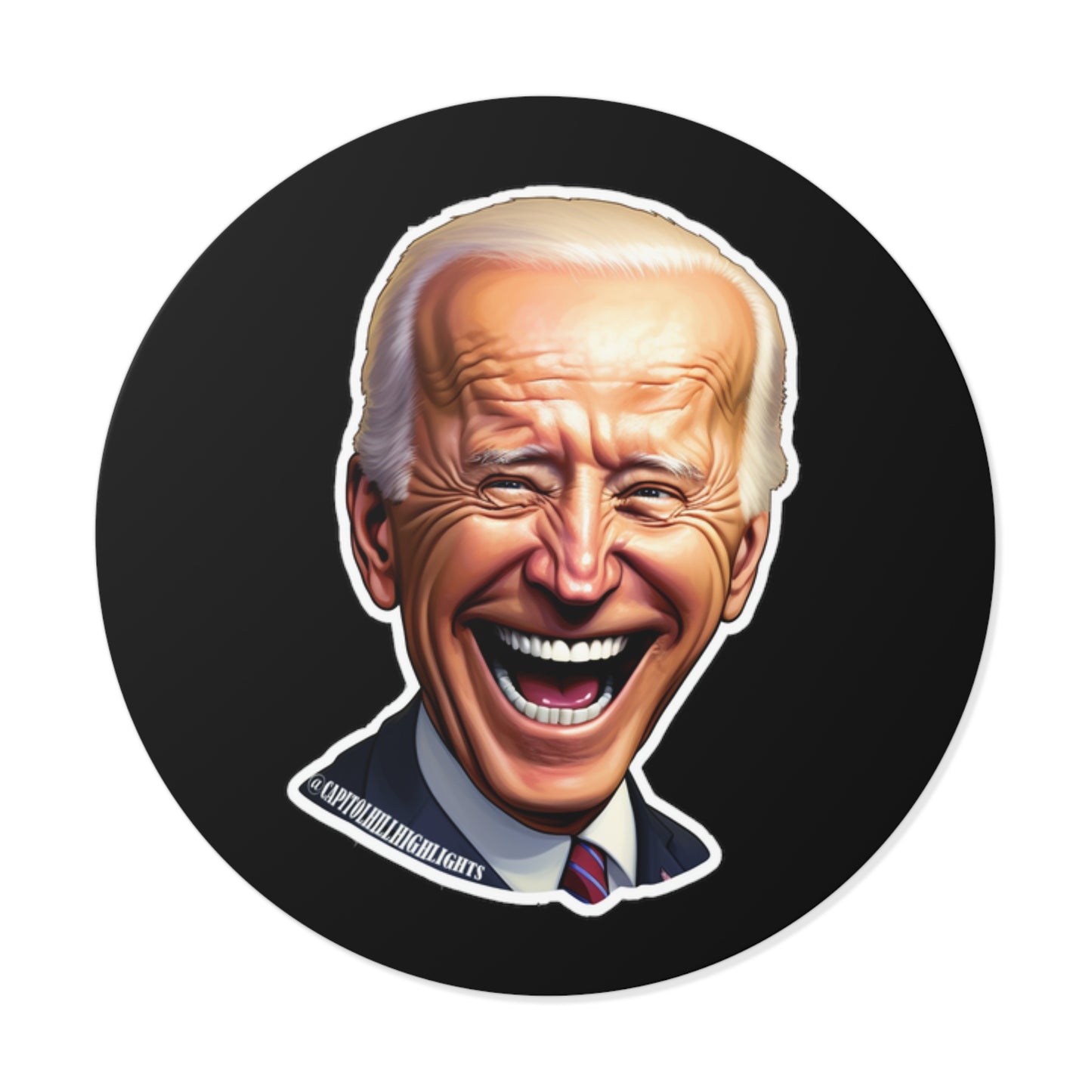 Smiling Biden Round Vinyl Stickers