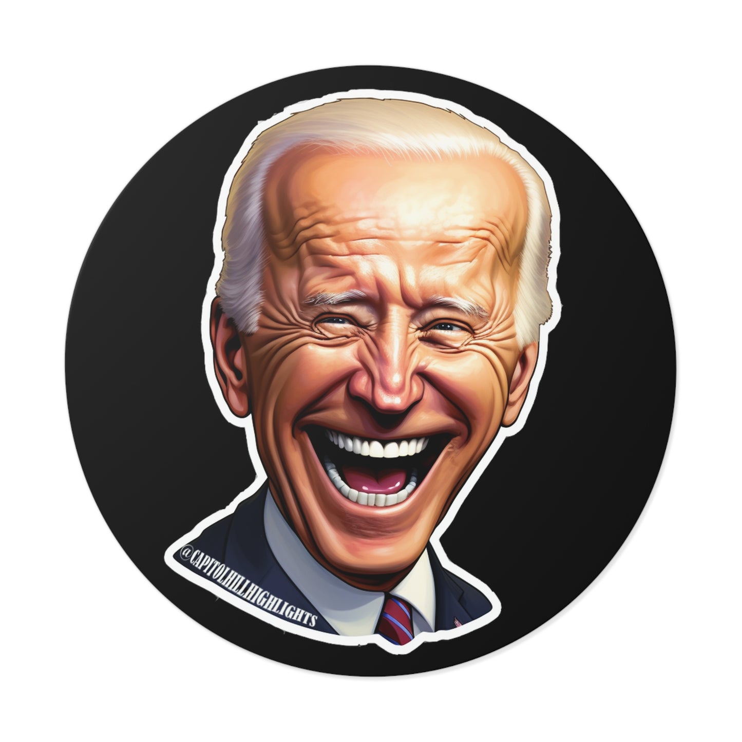 Smiling Biden Round Vinyl Stickers