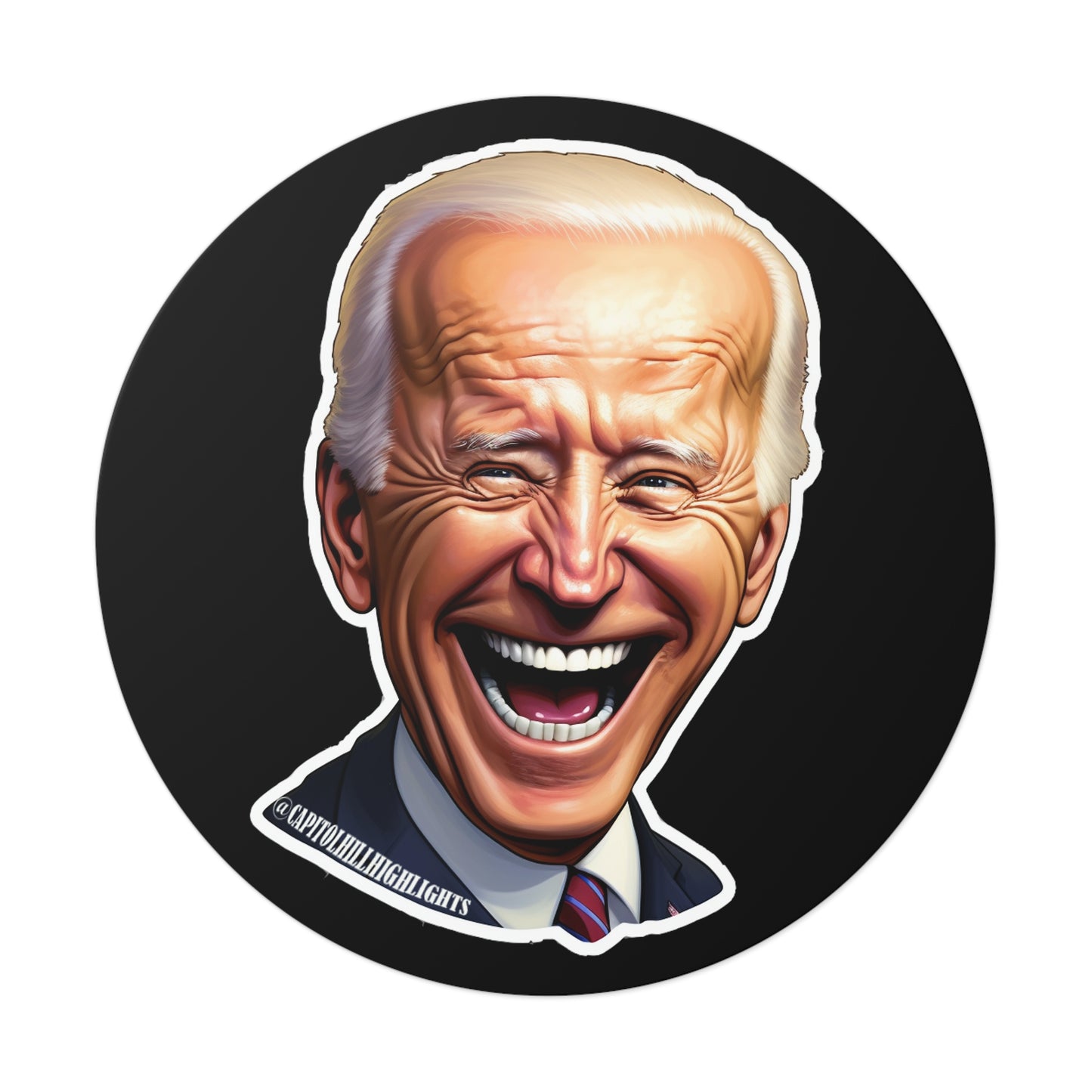 Smiling Biden Round Vinyl Stickers