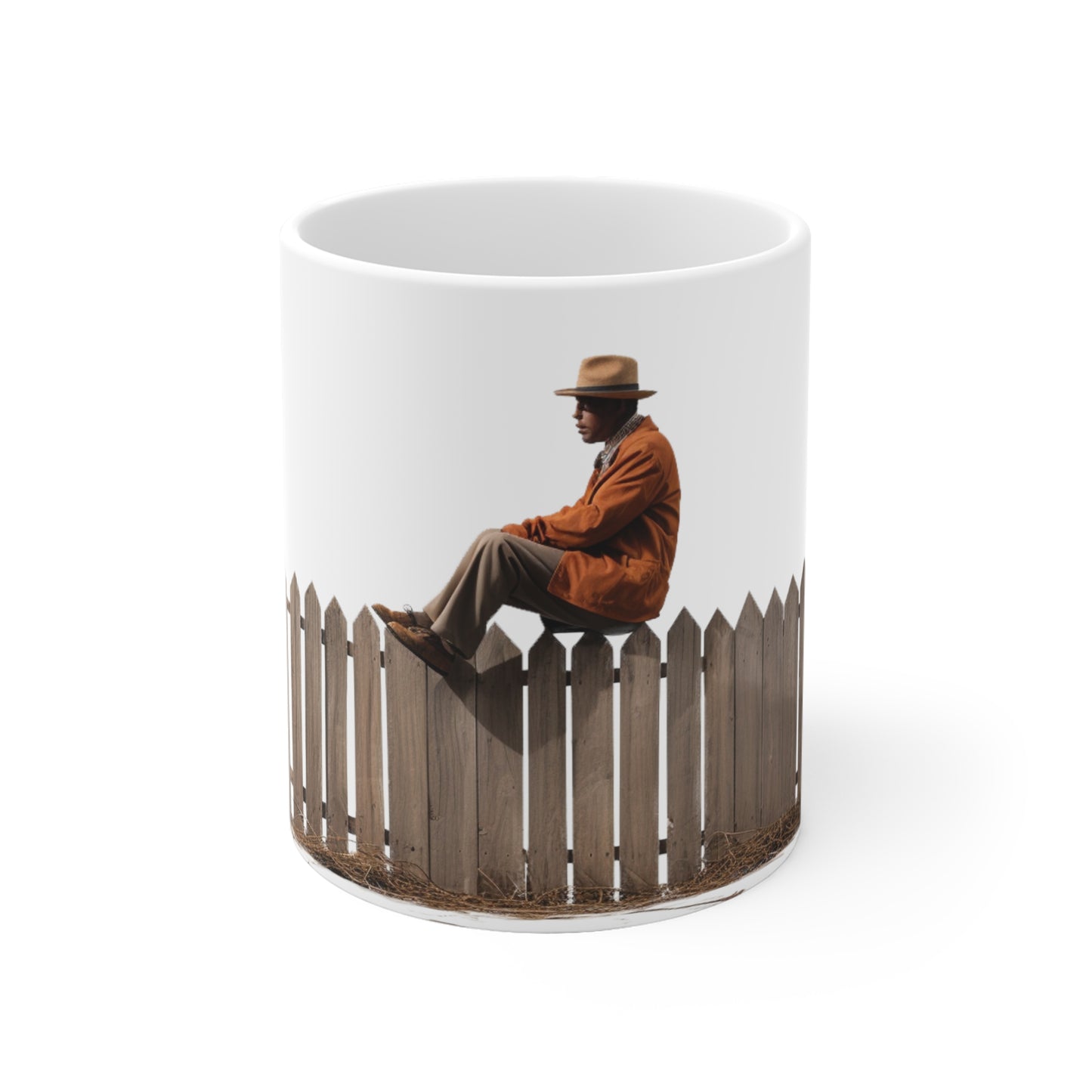 Fence Sitter White Ceramic Mug