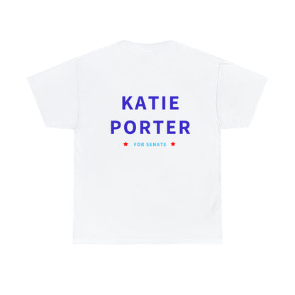 Katie Porter for Senate Political T-Shirt, Back View, White