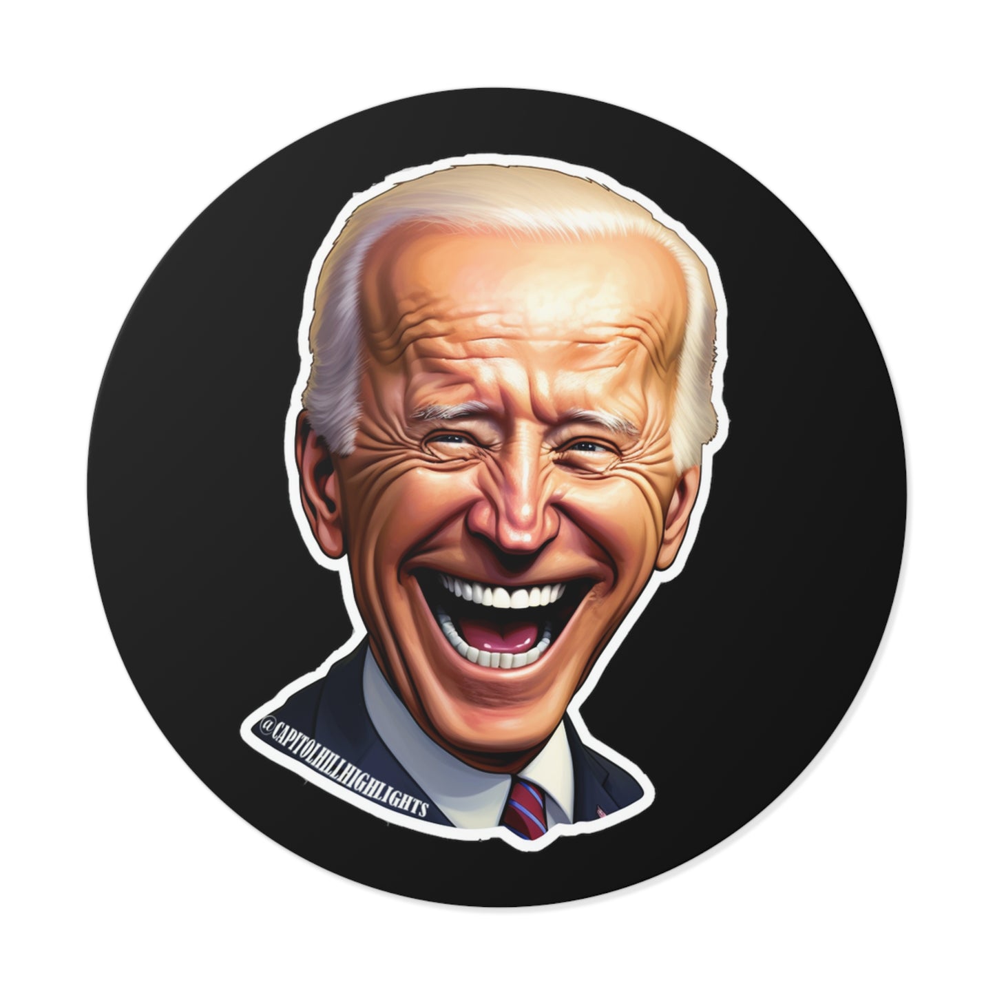 Smiling Biden Round Vinyl Stickers