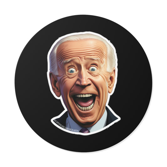 Surprised Biden Round Vinyl Stickers