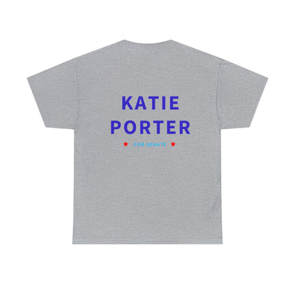 Katie Porter for Senate Political T-Shirt, Back View, Grey